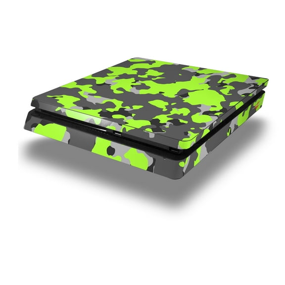 Vinyl Decal Skin Wrap compatible with Sony PlayStation 4 Slim Console WraptorCamo Old School Camouflage Camo Lime Green (PS4 NOT INCLUDED)