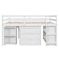 thumbnail image 6 of Full Size Low Study Loft Bed with Rolling Portable Desk and Cabinet for Storage,Solid Wood Attic Bed Frame with Full-length Guardrail for Boys Girls,Space-Saving Design,No Box Spring Needed,White, 6 of 7