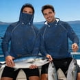 thumbnail image 4 of Bulopur Men’s Long Sleeve Fishing Sun Shirt with Face Cover Navy Starry Night Hooded UV Protection Rash Guard, Lightweight Quick Dry for Fishing Beach Travel, 4 of 8
