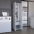 thumbnail image 2 of Depot E-Shop Attica 2-Door Broom Cabinet with Inner Shelves and Side Hangers, White, 2 of 7