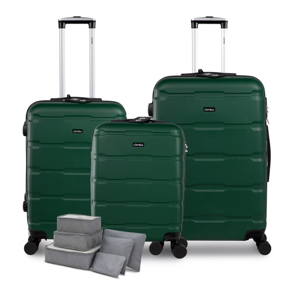 Juego 3 Maletas De Viaje Rigidas Ruedas 360 Bolsas De Viaje verde 1
