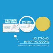 White Shoe Cleaner Cream, Multipurpose Clean Cream For Shoes, No-Wash Solid with Sponge Removes Stains, Waterless Cleaning with Sponge, for Leather Silicone