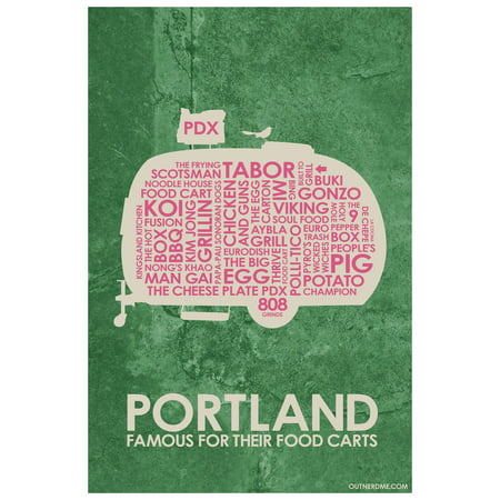 Portland, Oregon's Famous Food Carts Word Art Print Poster (12