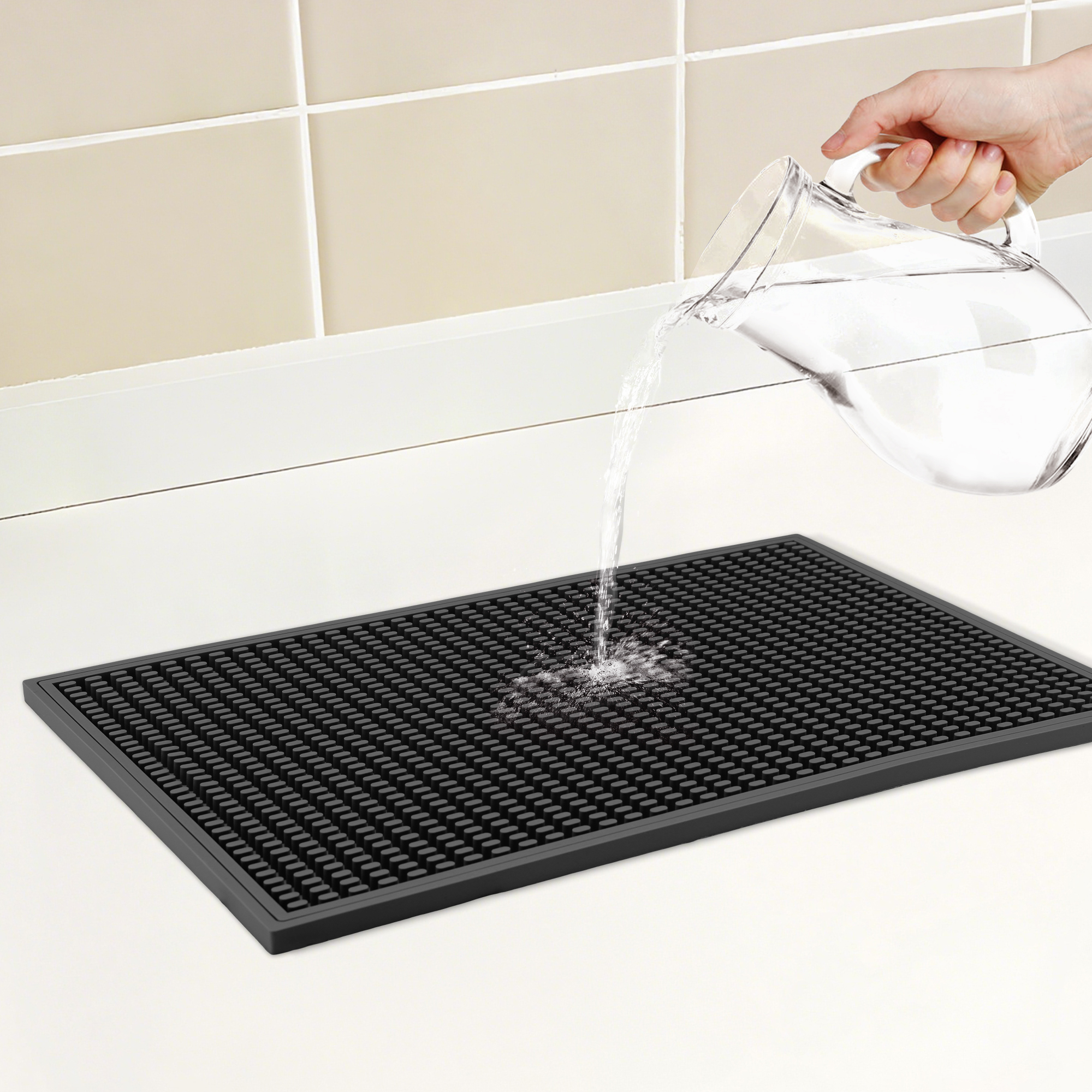 Unique Bargains Heat Resistant Silicone Mat for Kitchen Counter Black