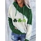 thumbnail image 5 of Sudadera con capucha con cordón para el día de San Patricio para mujer, sudadera con capucha de trébol estampada de manga larga para mujer, 5 of 5