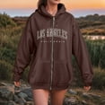 thumbnail image 2 of Quealent Women's Lightweight Cotton Blend Long Sleeve Zip Up Thin Hoodie Jacket Coffee for Size 3XL, 2 of 8
