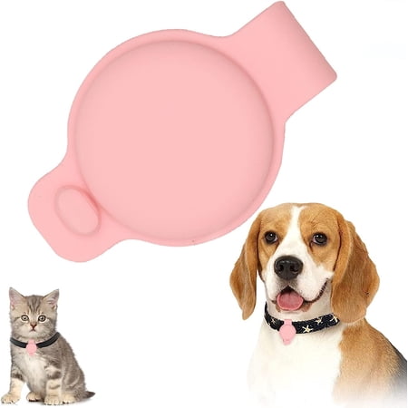Case for AirTag Dog Collar Holder, Flexible Silicone Protective Cover for Pet Cat Collars, Protective Anti-Scratch Case Compatible with AirTag 2021 (Pink)