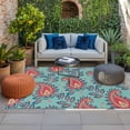thumbnail image 2 of Red Teal Boho Botanical Outdoor Rug for Patio/Deck/Porch, Non-Slip Large Area Rug 3 x 5 Ft, Southwestern Retro Ethnic Tribal Indoor Outdoor Rugs Washable Area Rugs, Camping Rug Carpet Runner, 2 of 8