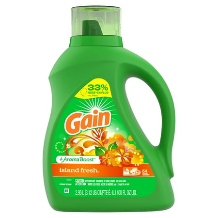 Gain Island Fresh HE, Liquid Laundry Detergent, 100 Fl Oz 64 (Best Smelling Laundry Detergent For Guys)