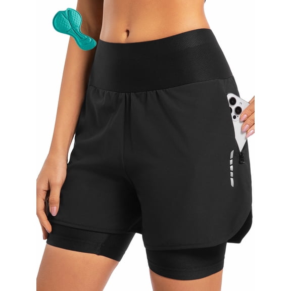 Qualidyne Women's Mountain Bike Shorts 4D Padded Cycling Shorts Biking MTB Bicycle Biker Shorts for Women Zipper Pockets