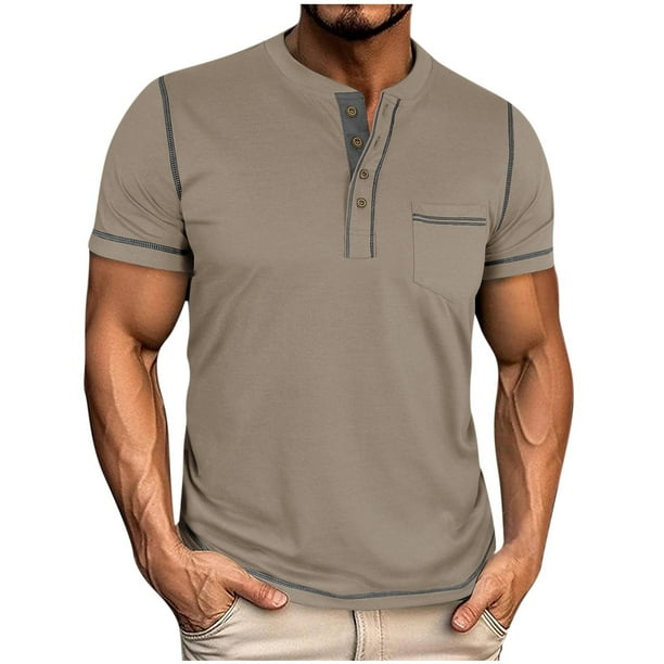 Camisas de Manga Corta Casual Moda Suéter Color Sólido Cuello Redondo Blusas, Ligera Camisa de Verano Transpirable