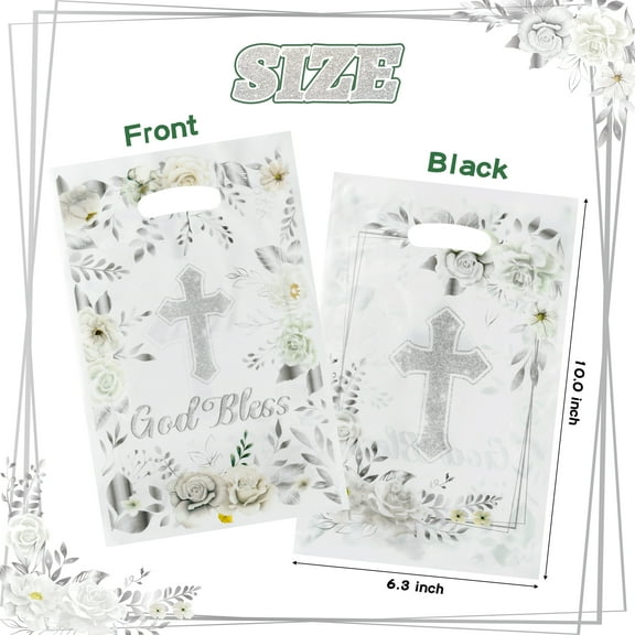 Belanttega 50pcs Silver Baptism Favor Bags Goodie Filler Bags Candy Snack Wrapping Elegant Timeless Party Favors For Christenings Wedding Favors & Bridal Showers