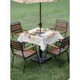 thumbnail image 4 of Outdoor Tablecloth with Umbrella Hole for Patio/Picnic/Party/Camping, Mother's Day Waterproof Table Cloth Square Cover Washable, Love You Mom Watercolor Orange Flowers (60"x 60"), 4 of 9