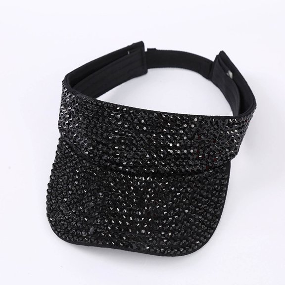 Shiny Rhinestones Sport Sun Visor Adjustable Summer Visor Caps (BK3 One Size)