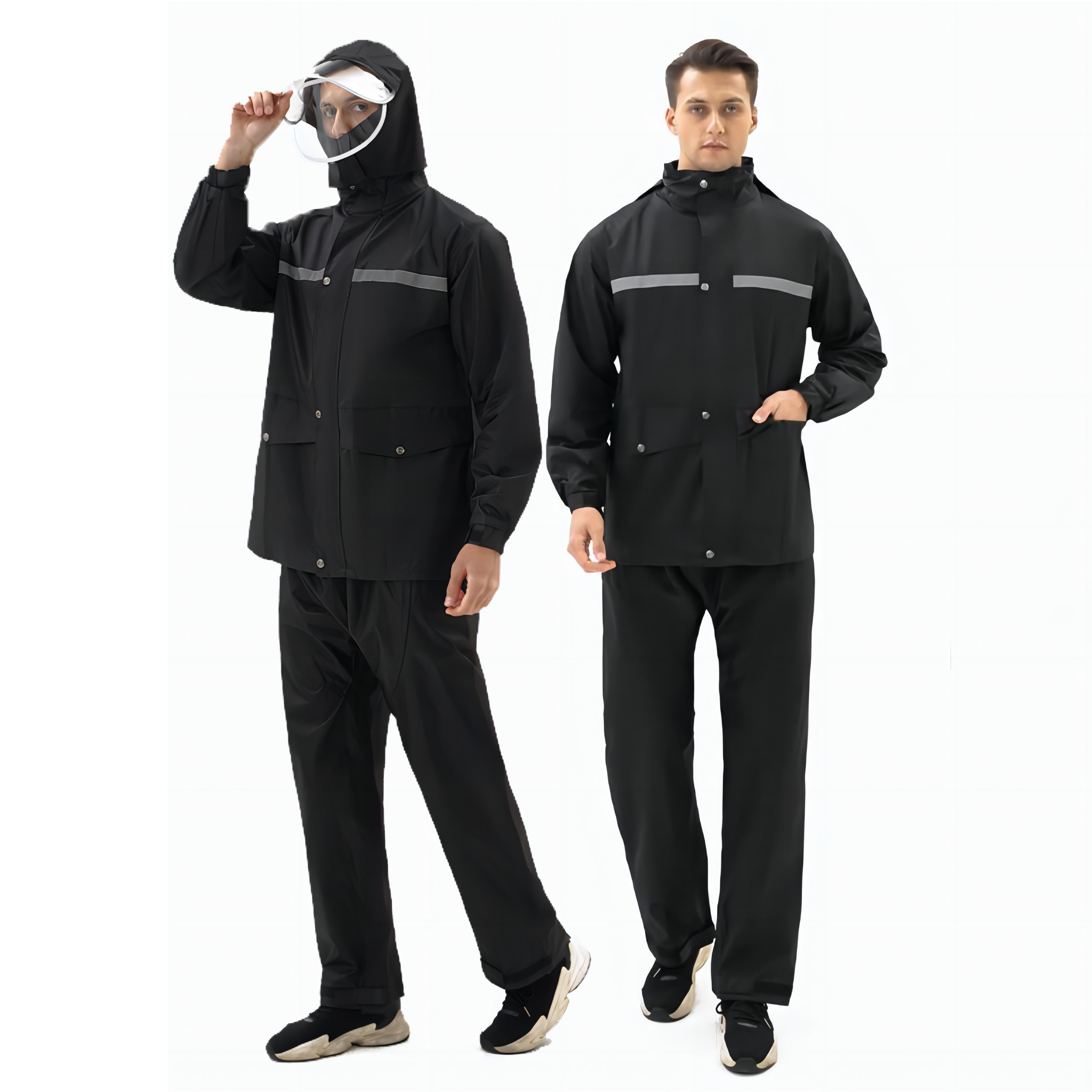 Waterproof Rain Suit, Black, Size L/XL