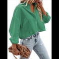 thumbnail image 1 of Camisas de Mujer con Botones, Tops Casuales de Larga, Blusa con Solapa y Bolsillo en el Pecho Verde Esmeralda M, 1 of 8