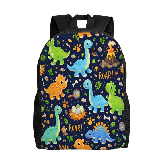 Cartoon Cute Dinosaur Pattern Backpack Full Front Print Travel Laptop Bag for Men and Women