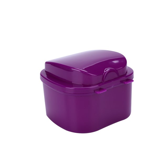 Caja de dientes artificiales Herramientas de limpieza de dentaduras postizas portátiles Cuidado de la salud (púrpura) Ehuebsd Cuidado Belleza