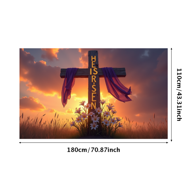 Stained Glass Style Easter Banner with He is Risen Message Background Decoration for Church Celebrations Easter Parties and Religious Gatherings