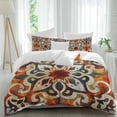 thumbnail image 2 of Burnt Orange Green Bedding 3 Piece Duvet Cover Set Full Size, Vintage Abstract Flowers Soft Microfiber Comforter Cover with Zipper Closure & Pillowcases, Wrinkle & FadeResistant Quilt Cover, 2 of 9