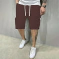 thumbnail image 2 of MIXUE Mens Shorts Summer Solid Color Cargo Casual Lightweight Outdoor Work Cargo Pockets Mens Workout Shorts Holiday Wear,Brown,M, 2 of 6