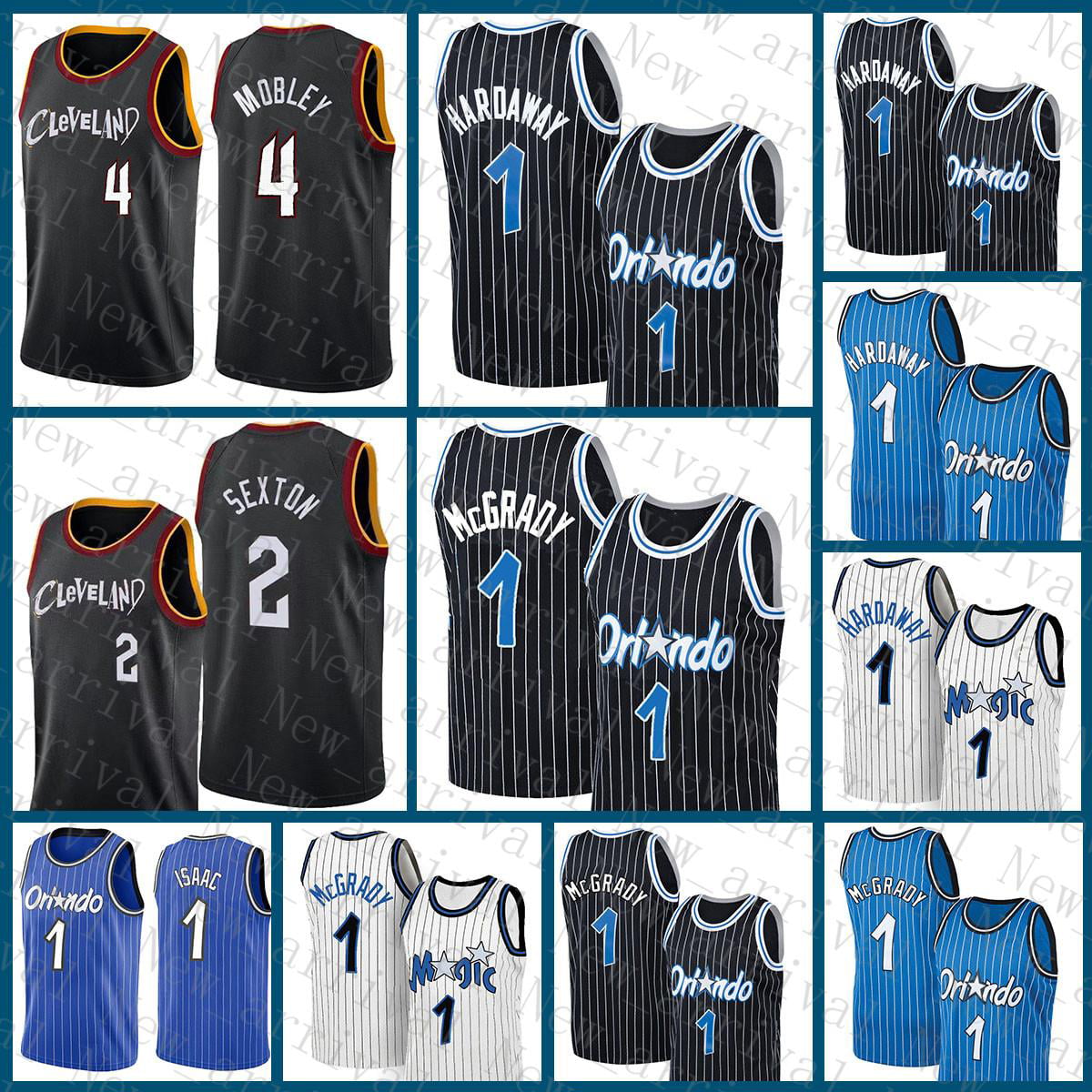 NBA_ Jersey Cleveland''Cavaliers''Men Orlando''Magic''Men 1 Collin Sexton Evan  Mobley Basketball Jersey 2 4 Penny Hardaway Tracy McGrady 124 