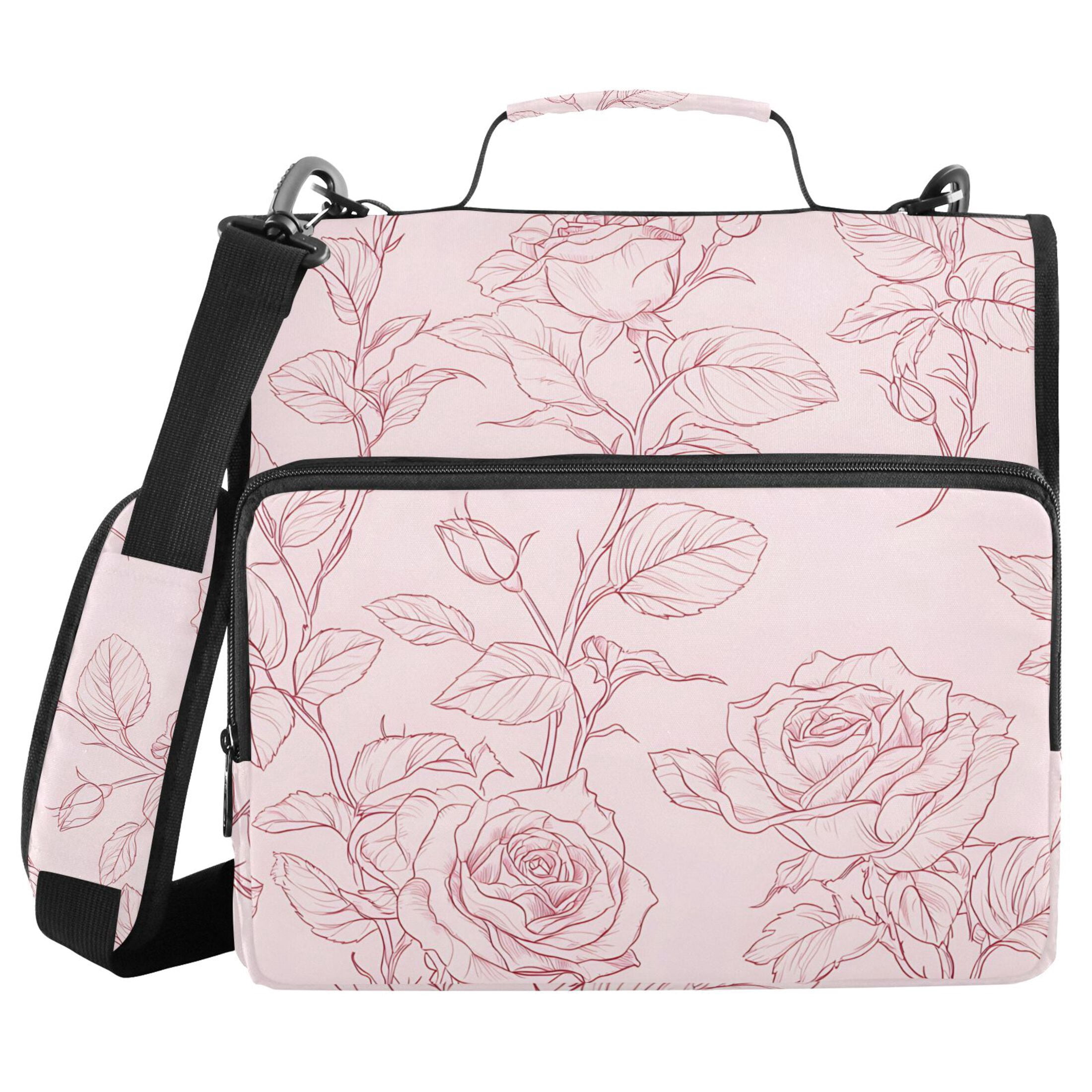 ALAZA Zipper Binder Retro Rose Flower 3 Ring Trapper Keeper File Folder Organizer Bag