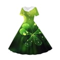 thumbnail image 4 of EGNMCR Robe à Manches Courtes à Col en V Robe Imprimée de la Saint-Patrick pour Filles Robe Extensible à Manches Courtes Robe Trapèze Tournoyante Patineuse Récital d'École Robe à Manches Courtes à Col Rabattu Robe pour Fille Robe en Polyester, 4 of 6