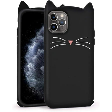 YONOCOSTA Cute iPhone 11 Pro Case, Funny Black Whisker Cat Ears Kitty 3D  Cartoon Animals Soft Silicone Shockproof Cases | Walmart Canada
