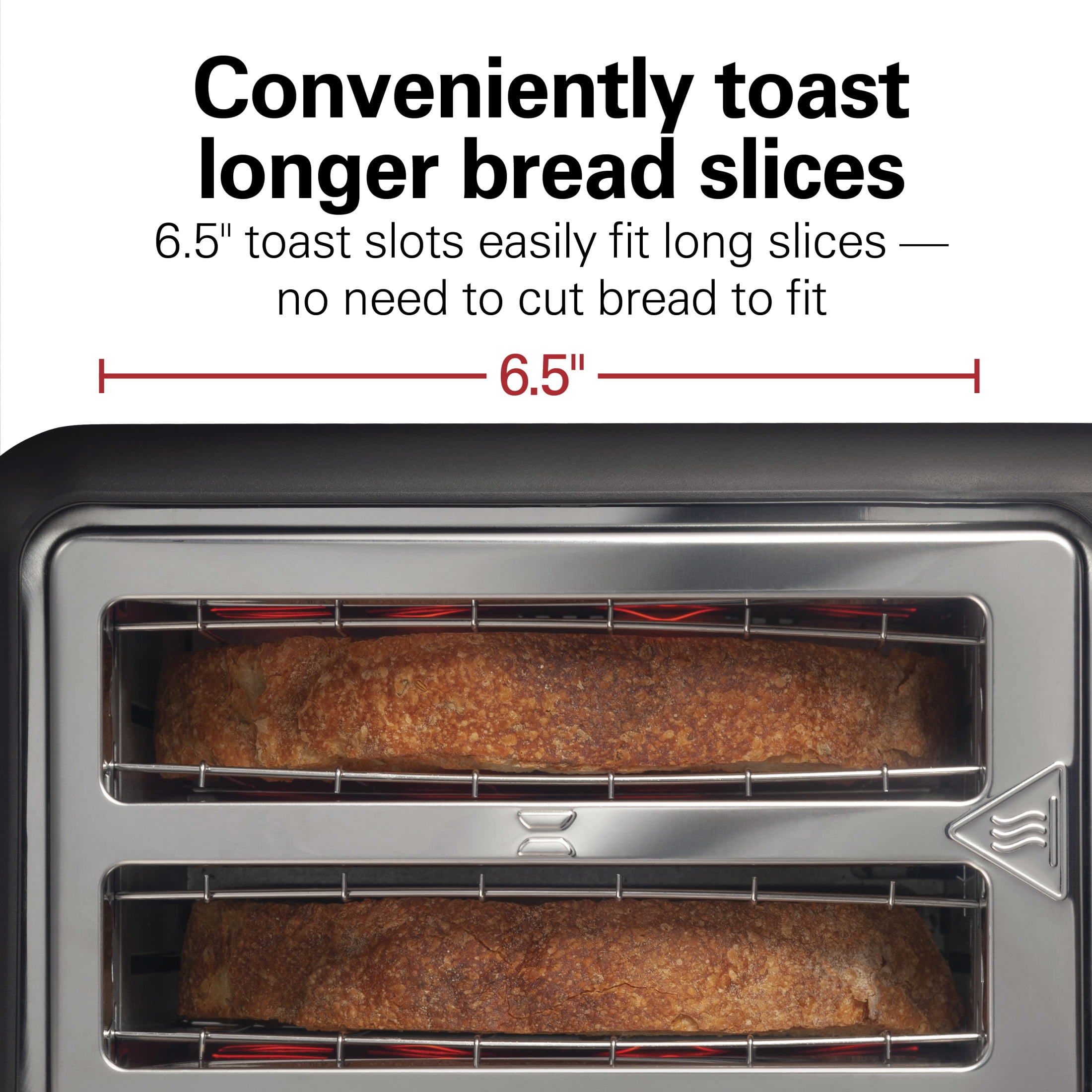 Hamilton Beach 2-Slice Toaster with Long Slots, Sure-Toast Technology & Removable Crumb Tray, Black