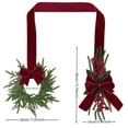 thumbnail image 2 of Christmas Double Ended Door Hanger, Long Velvet Ribbon Decoration with Artificial Pine Sprigs, Red Berries and Bow for Front Door, Window, Wall, Porch and Indoor Holiday Display, A, 2 of 7