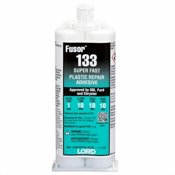 Fusor 133 Plastic Repair Adhesive, Super Fast, 50 ml Cartridge, Black