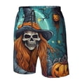 thumbnail image 4 of Balery Cartoon Pumpkin Skull Traje de Baño Estilo Hawaiano para Hombre, Shorts de Secado Rápido con Bolsillos-3X-Large, 4 of 6
