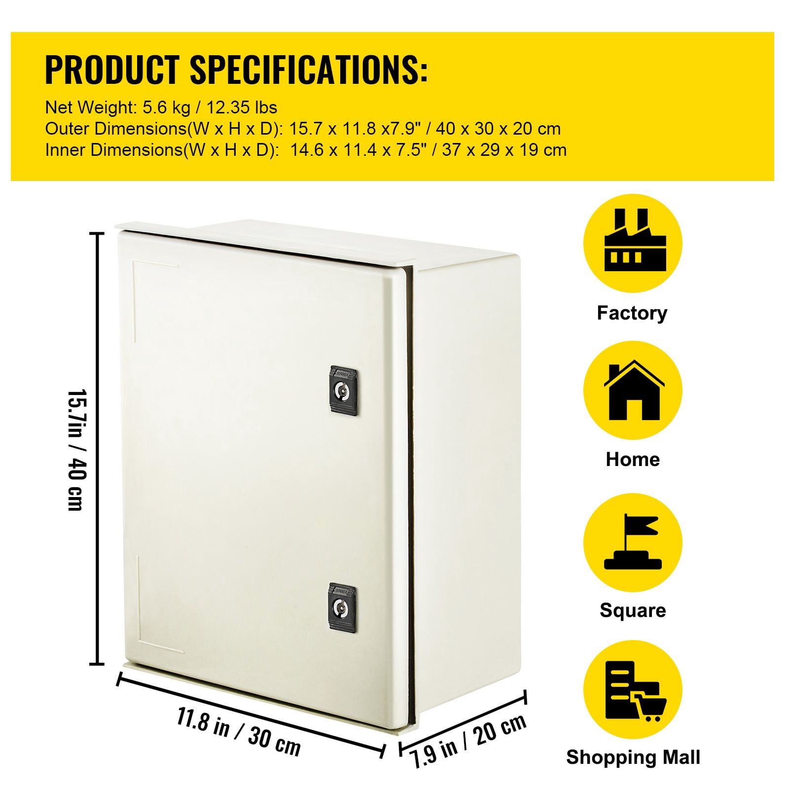 16"x12"x8" 4X Electrical Enclosure, IP66 Waterproof Dustproof, Outdoor/Indoor Junction Box, w/ Mounting Plate
