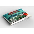 thumbnail image 2 of Ambesonne Christmas Pillow Sham 2 Pack, Santa in Classic Car, 30"x20", Teal Red, 2 of 3