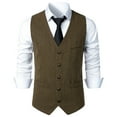 thumbnail image 2 of TMOYZQ Mens Vintage Herringbone Wool Tweed Suit Vest Business Casual V-Neck Sleeveless Slim Dress Waistcoat Tuxedo Vests with Pockets for Wedding Formal Prom, 2 of 4