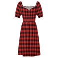 thumbnail image 4 of Vestido de manga corta a cuadros rojo y negro con cuadros de búfalo conjuntos elegantes para mujer vestidos de noche elegantes para boda, 4 of 6