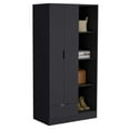 thumbnail image 4 of Newboti Furniture Armoire 71H" with 1-Drawer and 4-Tier Open Shelves, 2 Doors, Black 43861, 4 of 7