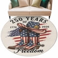 thumbnail image 2 of 250 Years of Freedom Round Living Room Rugs 8 ft, Independence Day Patriotic Boots Hat Retro Washable Large Area Rug with Non-Slip Sturdy Edge Binding Round Carpet for Dining Room Kitchen Office, 2 of 9