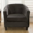 thumbnail image 3 of 2-Piece Velvet Tub Chair Covers with Cushion Cover, Washable Removable Armchair Protector Furniture Protector for Home Decor,Black, 3 of 13