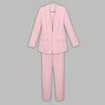 thumbnail image 6 of Girls Jacket Solid Color Lapel Suit Open Front Long Sleeve For Kids Girls Casual Girls Outfits Set Pink 130, 6 of 9