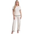thumbnail image 1 of Conjunto 2 Piezas, Blusa Manga Corta y Pantalón Recto con Abertura, Estilo Elegante y Moderno para Mujer, 1 of 5