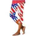 thumbnail image 2 of Wiyuqeen Women's American Flag Capri Leggings High Waist Stretchy Yoga Leggings Red White and Blue Tight Pants Plus Size Beach Leggings, 2 of 5