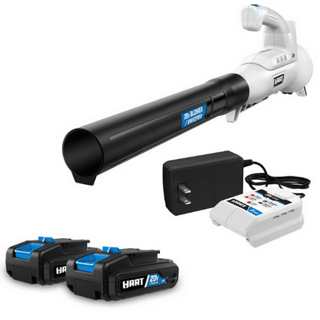 HART 2-pack 20-Volt 2Ah Batteries and Bazooka Blower