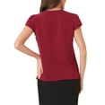 thumbnail image 3 of INSPIRE CHIC Summer Office Tops for Women's V-Neck Solid Color Casual Chiffon Ruffle Sleeve Blouse S Red, 3 of 6