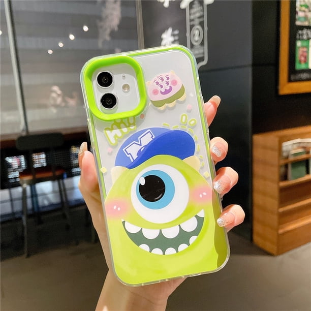 cartoon monsters university green big eye funda transparente para iphone 12 11 pro max xr 7 plus 13 pro max 3 en 1 marco flexible suave tpu cubierta trasera