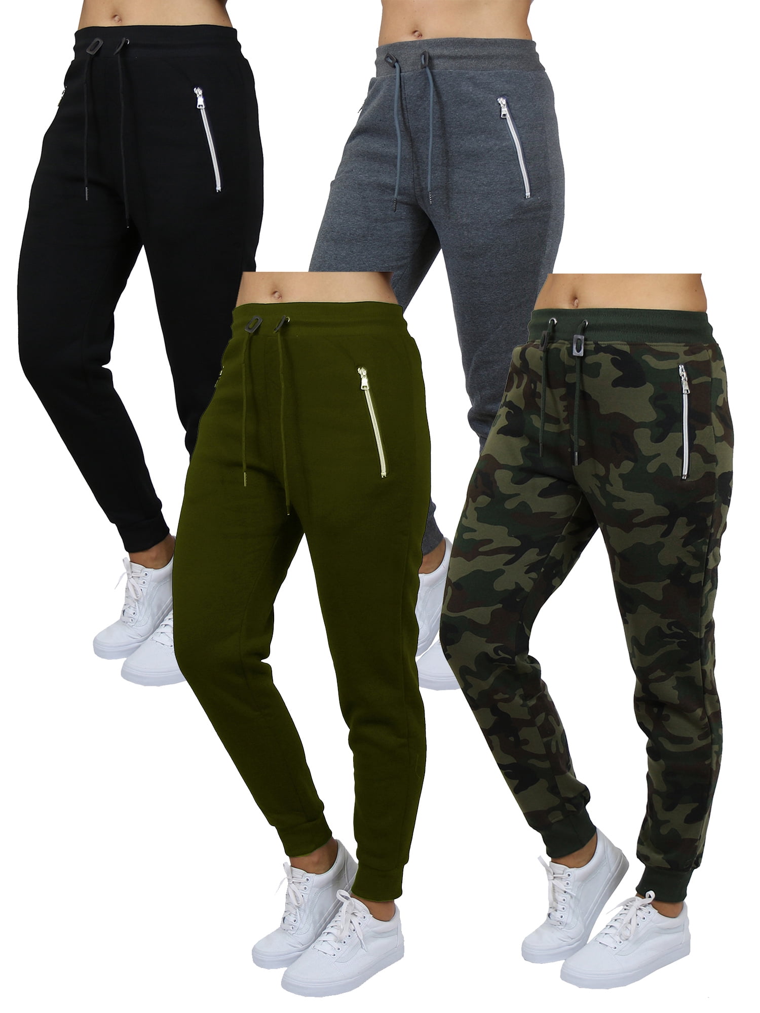 4Pack Womens Loose Fit Fleece Jogger Sweatpants (S2XL)