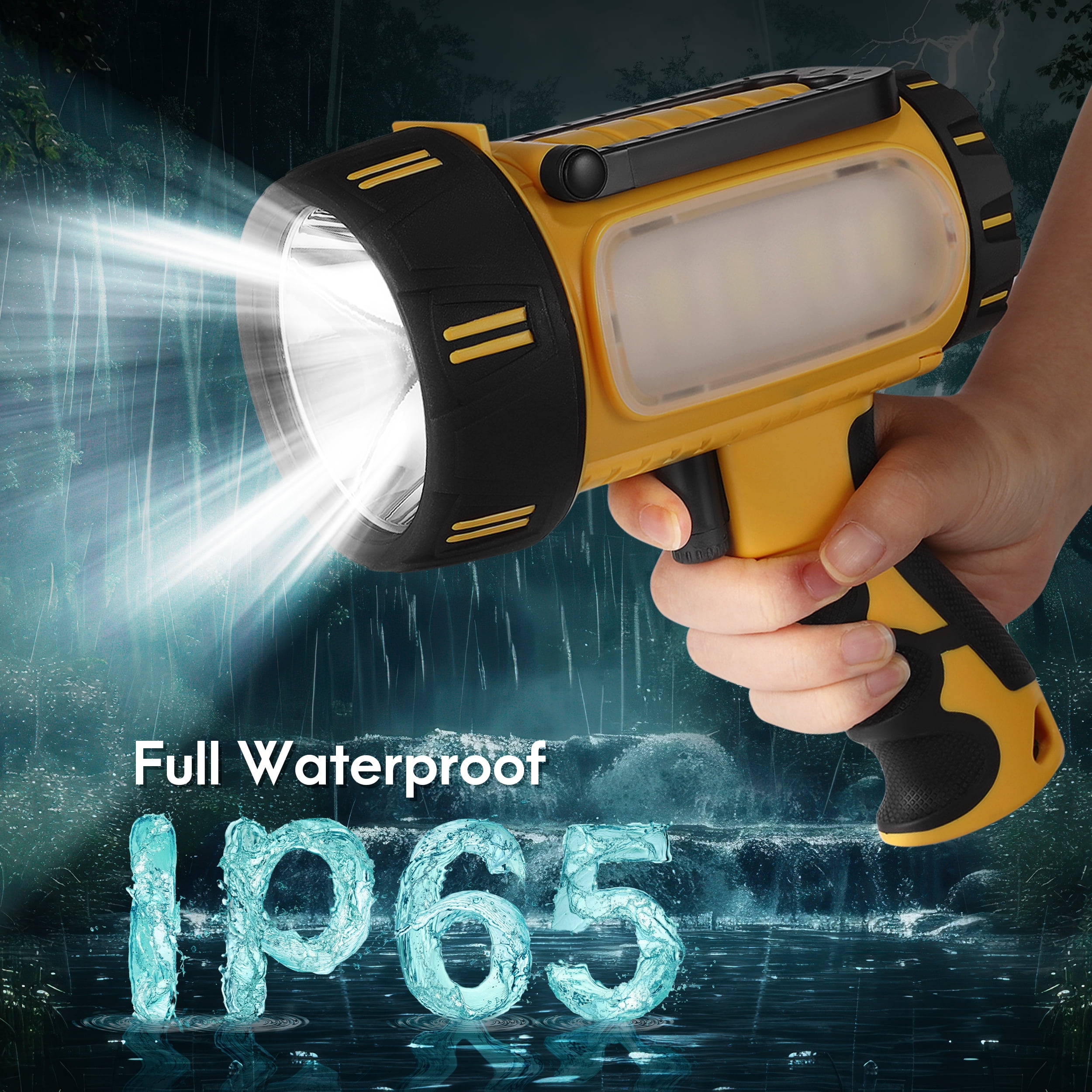 YTAKY Flashlight 1000000 Lumen, 2 Pack, Spotlight Rechargeable, 10000mAh Battery, IP67 Waterproof for Outdoor Camping, with Foldable Stand
