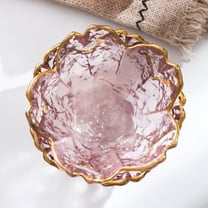 Dengjunhu 2Pcs Sakura Plates Soy Sauce Dish with gold side, Sakura Shaped Glass Seasoning Dishes/Pink Appetizer Plates , Japanese Crystal Salad Bowls, Housewarming Gifts