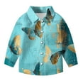 thumbnail image 5 of AUNVITO Boys & Girls Printed Shirt Button Down Collar Long Sleeve Casual Jacket Spring Summer Vintage Style Outerwear, 5 of 5
